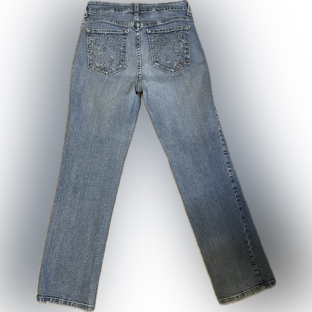 NYDJ Straight Leg Rhinestone Embellished Jeans size 4P - Picture 4 of 14